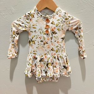 Posh Peanut 0-3mo Floral Long Sleeve Twirl Skirt Bodysuit
